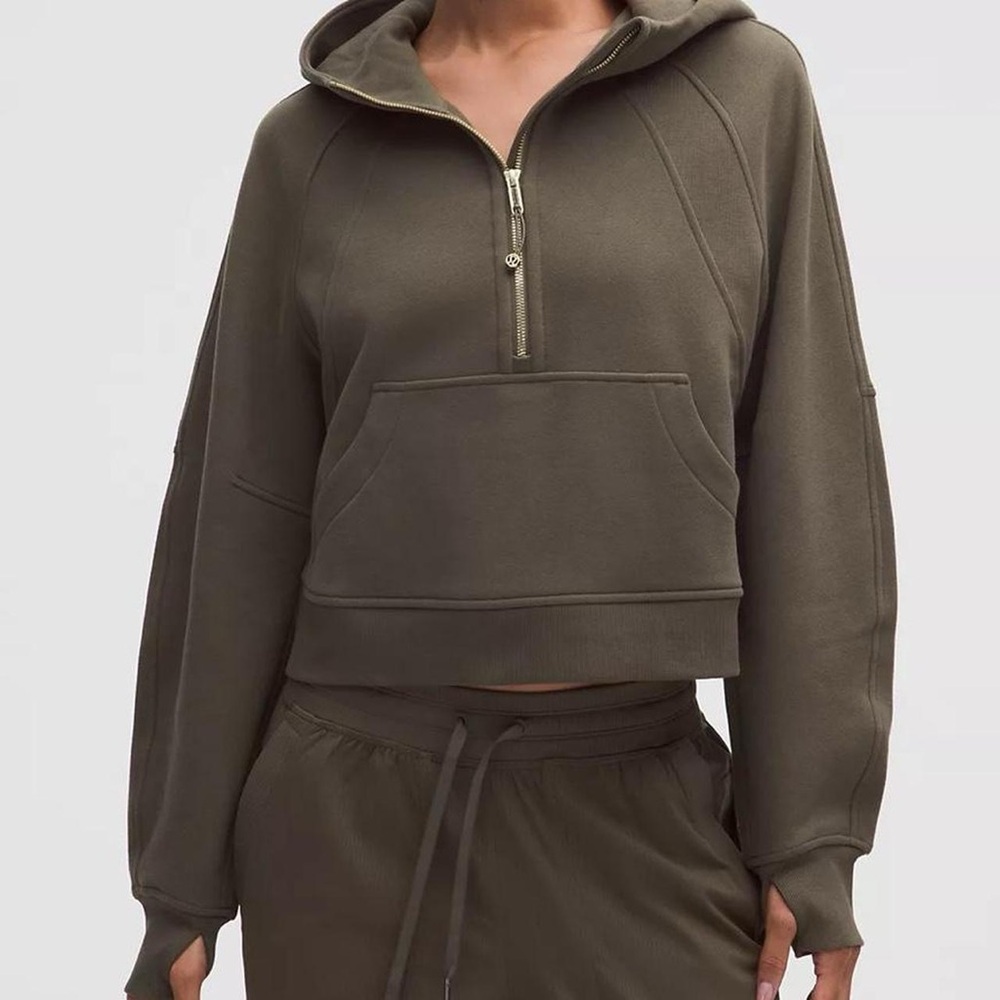 olive green lululemon scuba quarter zip up pullover